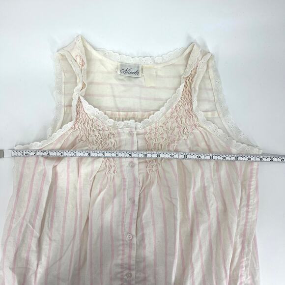VTG Nicole Sleeveless Nightgown Pintuck and Button Bodice Pink Stripe **READ** - Picture 4 of 7